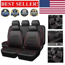 Complete 11-piece Universal Car Seat Cover Set With Zipper Design - Black Red Complete 11-piece Universal Car Seat Cover Set With Zipper Design - Black Red