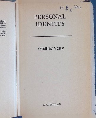 Personal Identity Vesey, Godfrey: