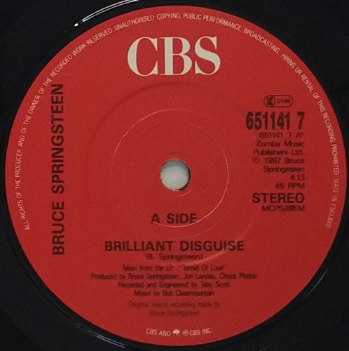 Bruce Springsteen Brilliant Disguise 7" Single (1987) CBS 651141 7 - Picture 2 of 4