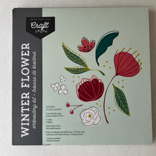 NEW Craft Crush WINTER FLOWER Embroidery Kit Hoop Thread Pattern Needles