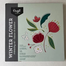 NEW Craft Crush WINTER FLOWER Embroidery Kit Hoop Thread Pattern Needles