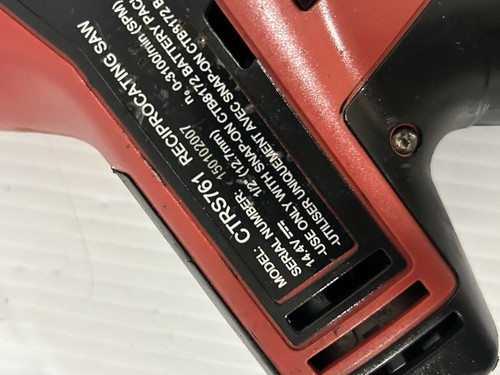 Snap-on CTRS761 14.4V Cordless Reciprocating Saw w/ CTB8174 Battery - Picture 10 of 10