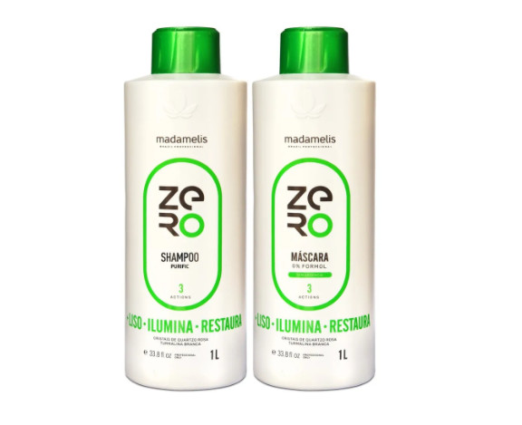 Lissage brésilien Madamelis Zero kit duo shampoing et masque lissant de 1L