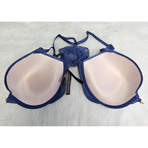 Victoria's Secret Very Sexy Push Up Bra Lace Racerback Blue 36DDD Front Close - Picture 6 of 8