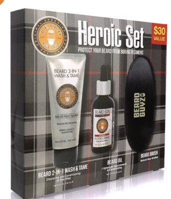 Beard Guyz Heroic Set Three Piece Grooming Set- $30 Value -Great For Valentines!