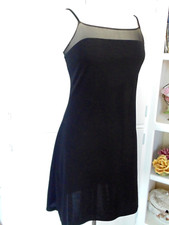Vtg Short Sexy Little Black Cocktail Dress Spaghetti Strap EDM Mesh Top sz M