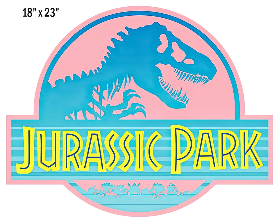 Jurassic Park Pink Retro CLING! 2 waterproof/UVproof Removal decals for your Car Foto 2 de 4