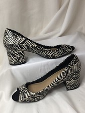 M&S Collection Insolia Zebra Print Black White Peep Toe Block Heels Shoes UK5.5