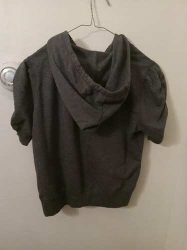 MARDEE WOMEN SWEAT JACKET SHORT SLEEVE HOODED GRAY SIZE MEDIUM - Picture 4 of 4