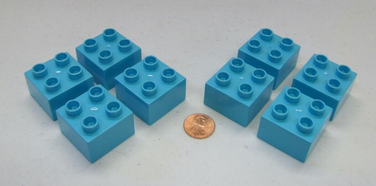 Lego Duplo Azure Blue 2X2 Brick 8 Block Lot House Castle Building