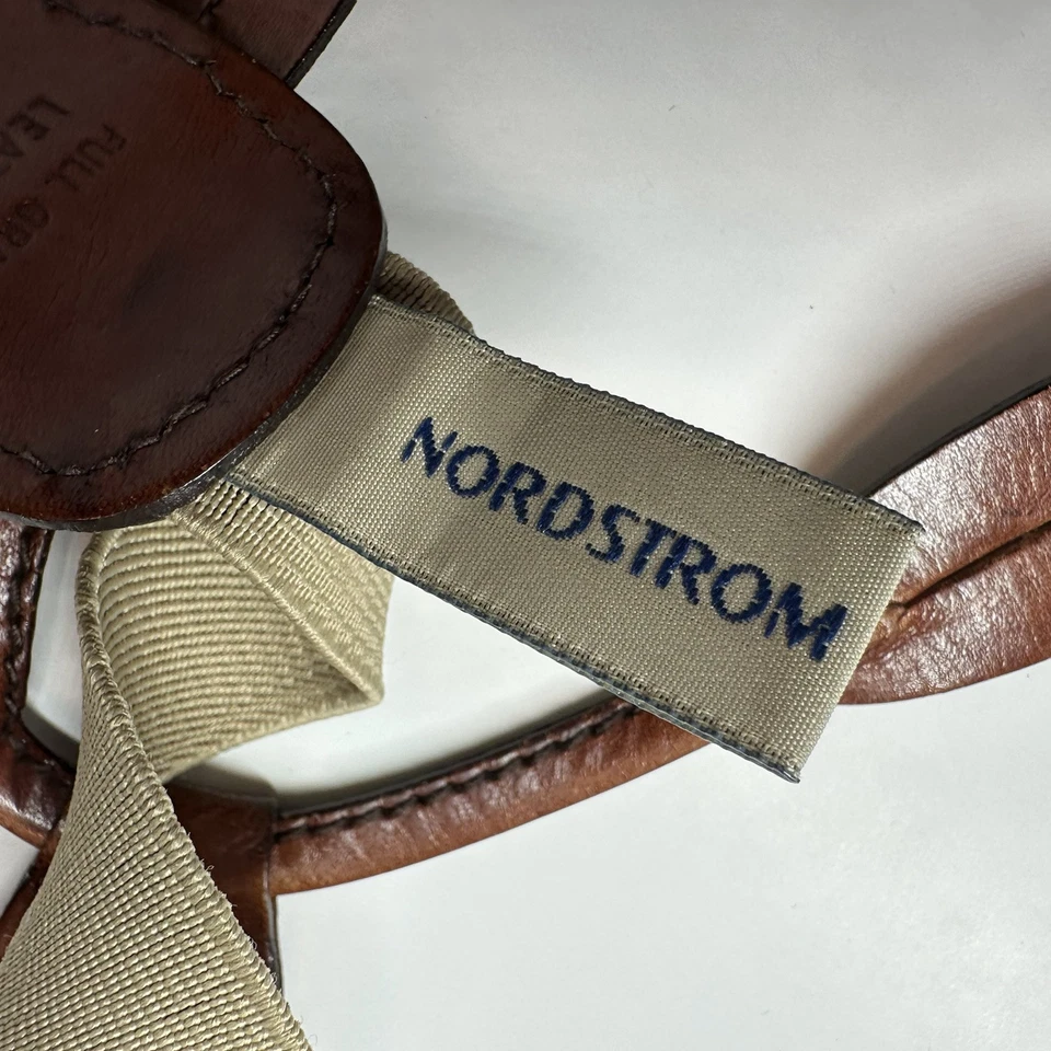 Nordstrom Men's Brown Braided Full Grain Leather Suspenders Adjustable Classic - Imagem 3 de 4