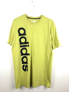 Vintage Adidas Fluro Yellow T Shirt Retro Logo Spell Out Graphic