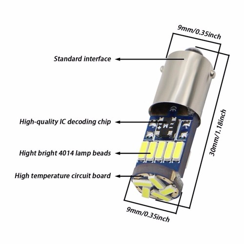 20Pcs Ice Blue BA9S T4w CANBUS LED Bulbs 15msd Interior Instrument Dash Light - Picture 3 of 5