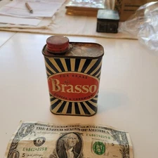 Vintage BRASSO Advertising Tin Can Brass Copper Chromium R.T. French Company NY