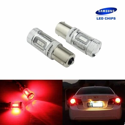 2x Ampoules 1156 BA15s 382 P21W 15 SMD LED Rouge Clignotant Feux de Recul Stop - Photo 1/4