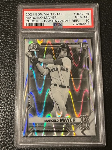 MARCELO MAYER 2021 Bowman Draft Chrome PSA 10 Raywave Black White Refractor