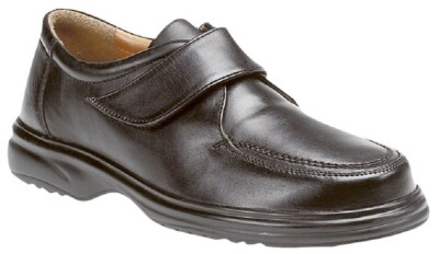 Roamers M460 Lederschürze Touchverschluss weite Passform Schuhe schwarz Leder