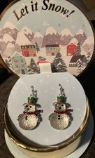 Jingle & Joy Colorful Resin Snowman Earrings~New In Festive Box!