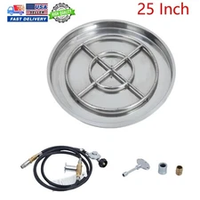 25 inch Round Drop-in Fire Pit Pan Burner Kit For Natural Gas/Propane Fire Pit