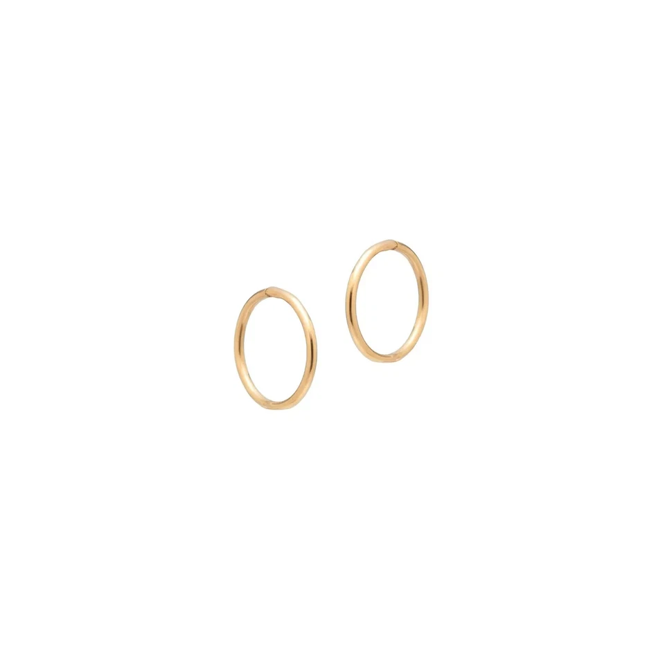 18ct Gold on Silver 925 hinged sleeper hoop earrings -6mm 8mm 10mm 12mm 16mm — 第 3/4 张图片