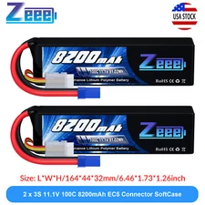 2x Zeee 3S 8200mAh Lipo Battery 11.1V 100C EC5 for RC Car Truck Tank Heli Racing