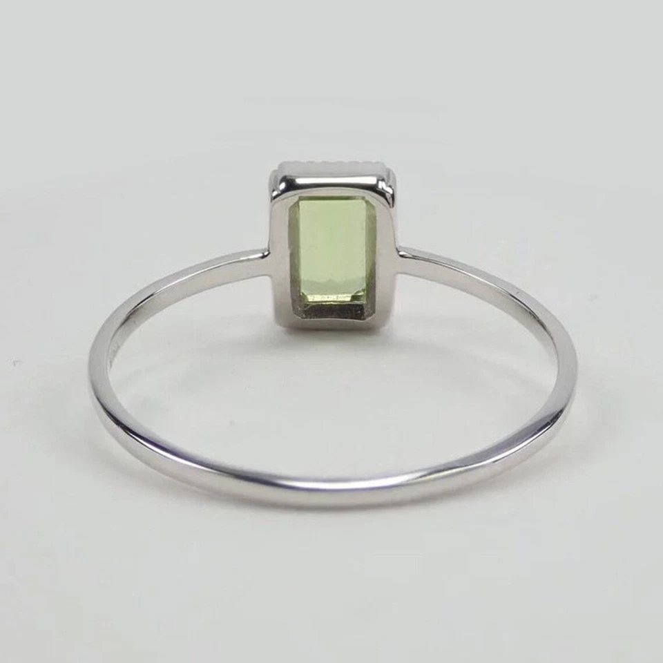 Natürlicher Smaragd Schliff Peridot Edelstein Solitär Ring IN 925 Sterlingsilber - Bild 3 von 4