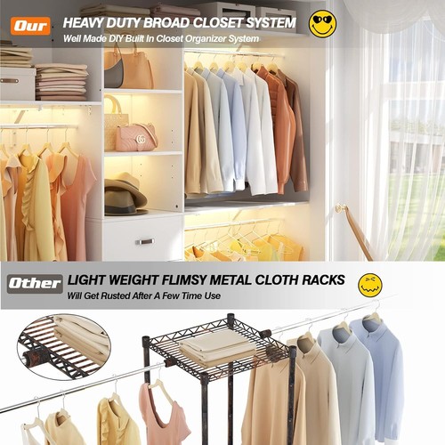 Heavy Duty 8FT Walk-In Closet Organizer System, 3 Shelving Towers, 3 Drawers - Picture 5 of 11