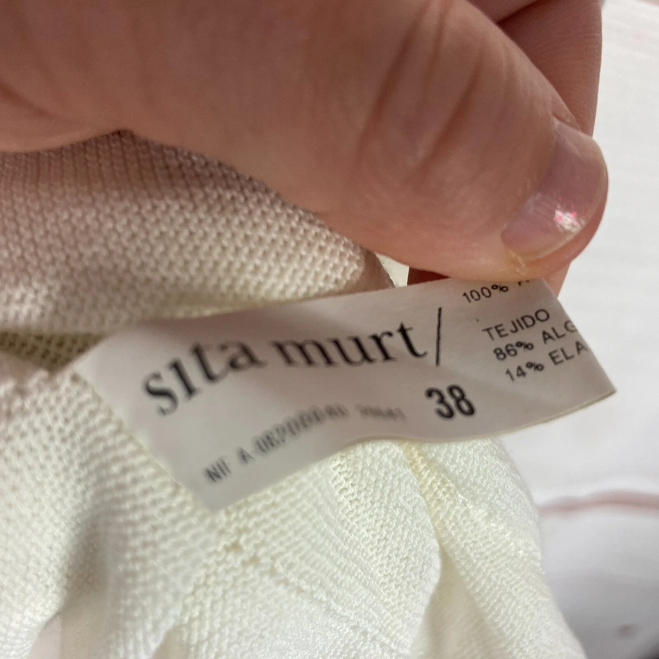 Sita Murt Top Womens 38 US 4 White Knit Tank Sleeveless Layered Tie Back Solid - Image 4 of 4