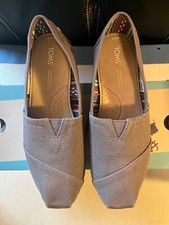 NWB Women's Toms "Alpargata" Grey/Ash Canvas Shoes Size 6.5 New