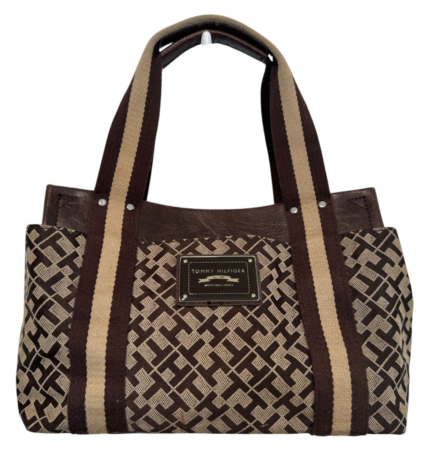 Tommy Hilfiger Brown & Tan Tote Handbag 13x7x5.5 No Strap