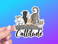Funny Cat Vinyl Sticker, Cattitude, Crazy Cat Lady, Pet Parent