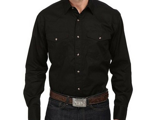 Roper Mens Poplin One Point Yoke Long Sleeve Snap Shirt Black Small - Bild 2 von 2