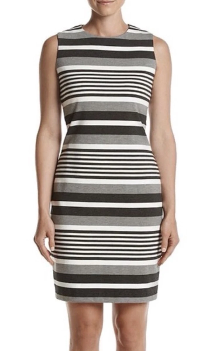 NWT Women s Calvin Klein Striped Sleeveless Sheath Dress Sz 12