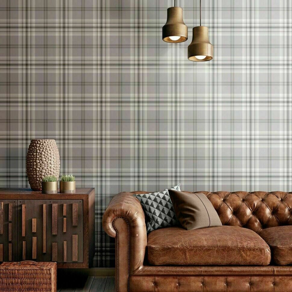 NEW MURIVA GREY SILVER TARTAN KELSO CHECKED WALLPAPER CATHERINE LANSFIELD 165521 - Image 9