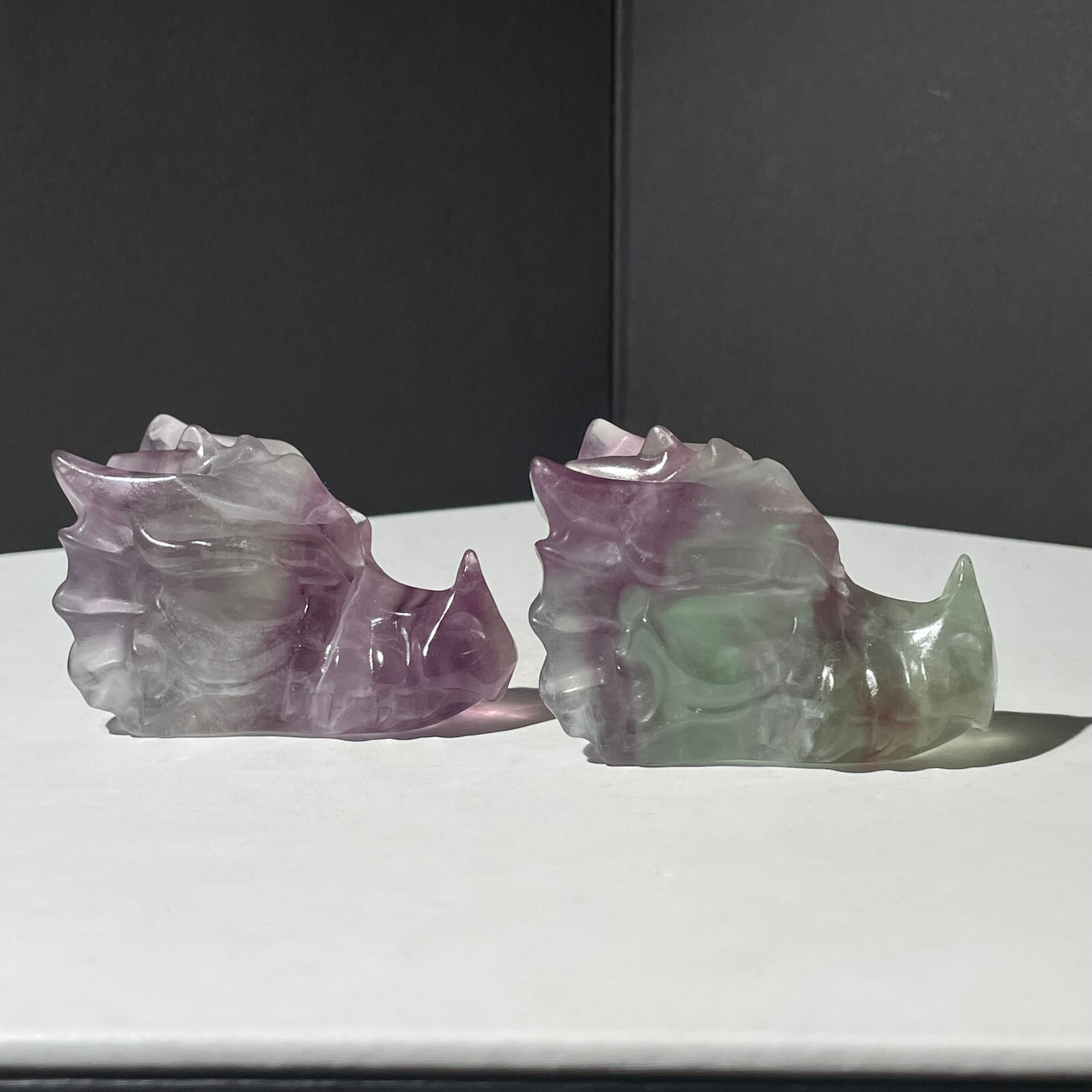 Natural crystal cluster quartz fluorite hand-carved dragon mineral specimen