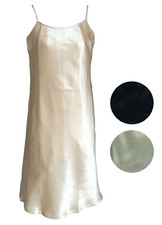 Sottoveste donna seta 100% spalline strette elegante canotta lunga tinta unita