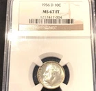 1956 D ROOSEVELT DIME NGC MS67 FT T95
