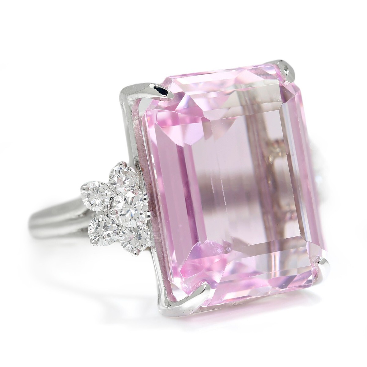 GIA Certified 33.15CT Pink Kunzite Ring with Diamonds 14K  display picture 1
