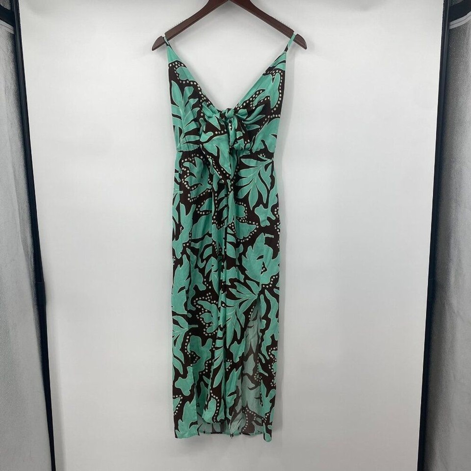 Mink Pink January Swim Kelani Tie Front Dress Women Sz Small Mint Brown