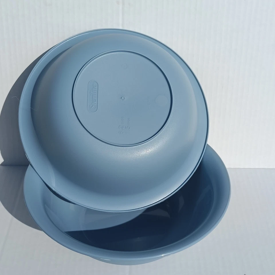 Sterilite Set of 2 Large Plastic Mixing Food Bowls 49 Oz w/Lite Blue Gray Color - Image 3 of 4