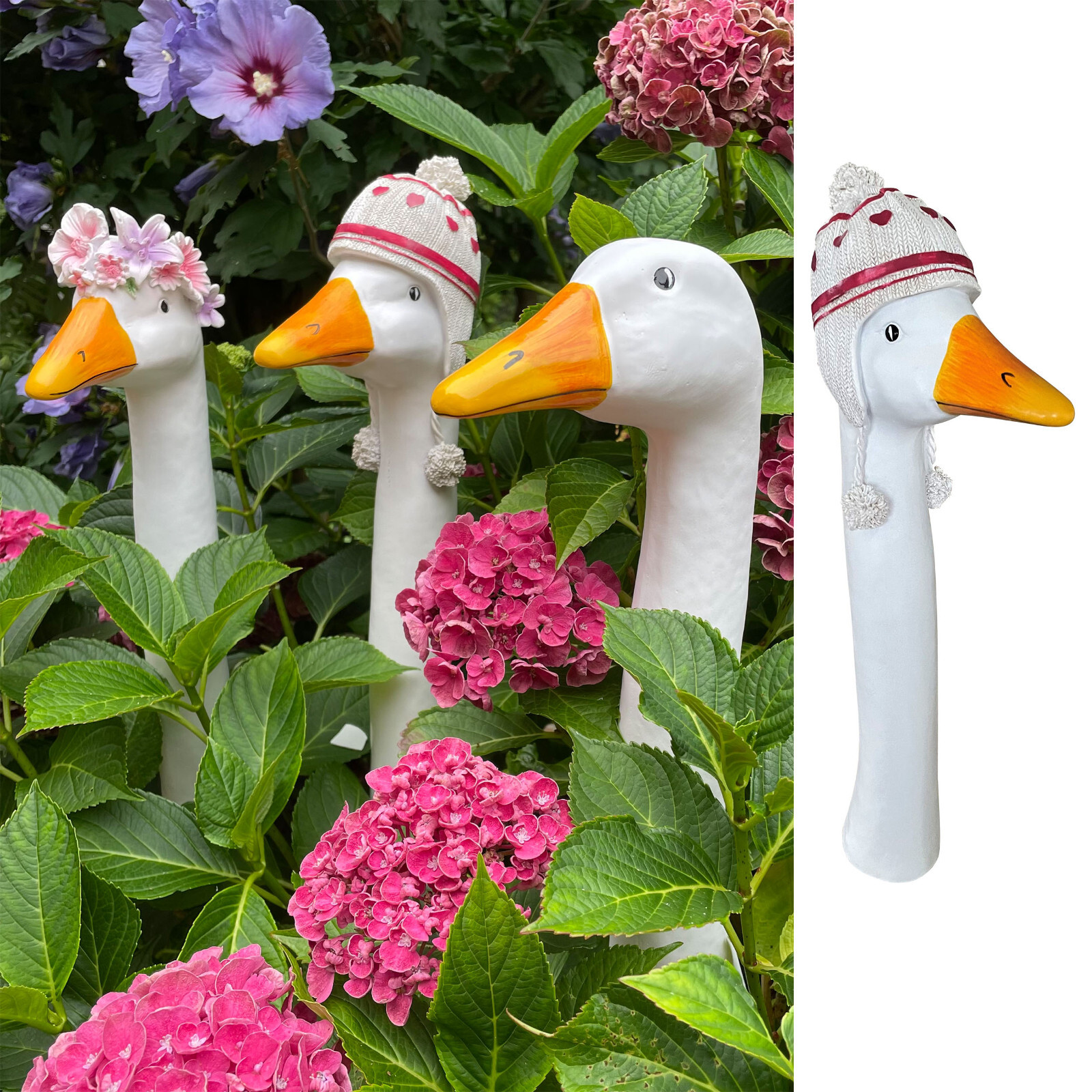 Gänsehals Gartenfiguren, Gartenstecker Gans Beetstecker, Deko, Tiere