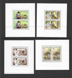 Laos-Local Crafts Sheets-Perf & Imperf- Scott 283-286 VF- ExF  MNH- Issued 1977