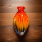 Vibrant Murano Multicolored Hand Blown Art Glass Vase 10”