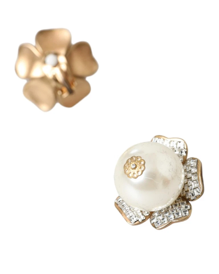 Preloved dolce & gabbana Flower Pearl Earrings Women Gold - Image 4 of 4