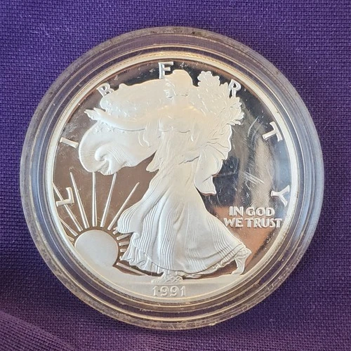 🔥BEAUTIFUL PROOF 👀🔥 1991-S American Silver Eagle Proof/In Capsule .999
