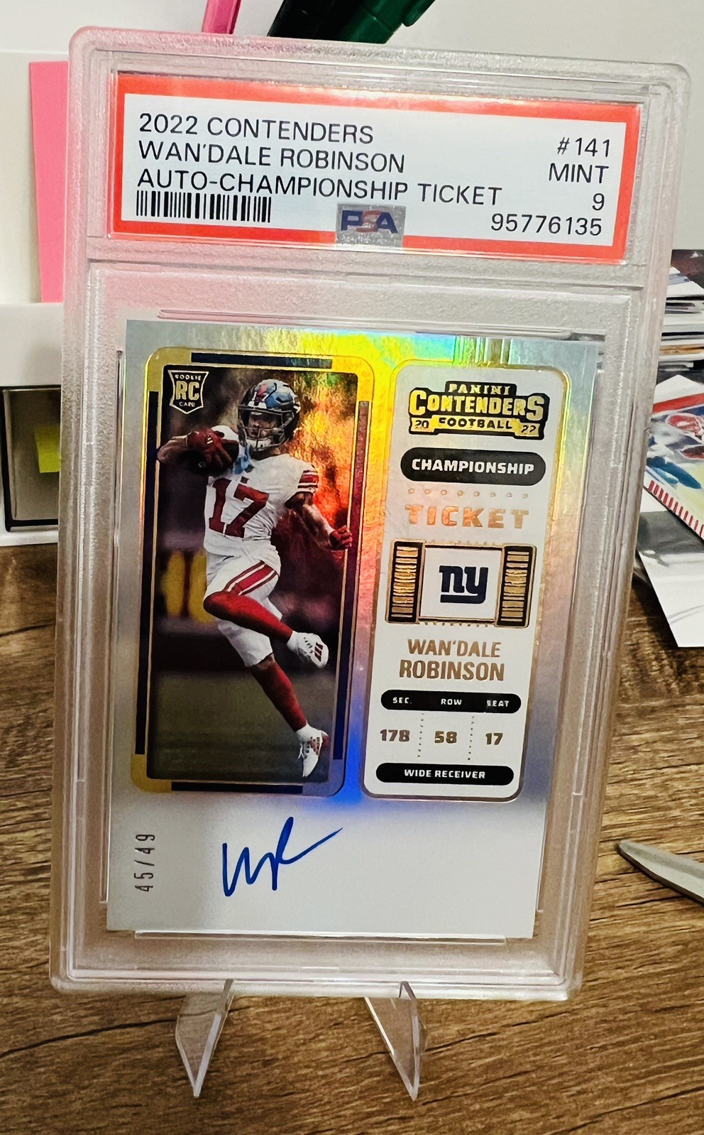 2022 CONTENDERS WAN’DALE ROBINSON CHAMPIONSHIP TICKET AUTO SP RC #d/49 PSA 9