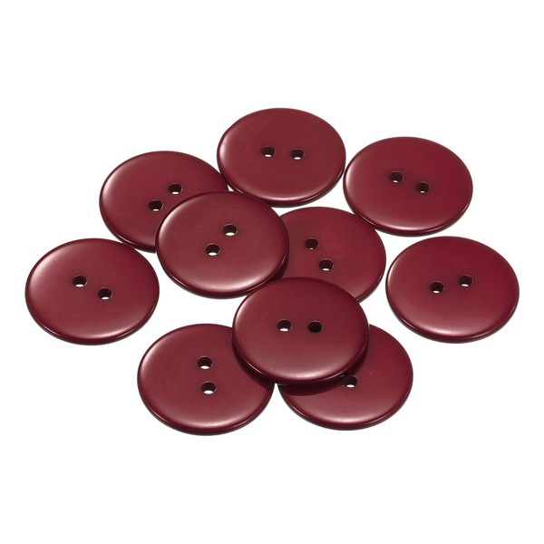 NäHknöPfe, 25 Mm, 2 LöCher, Kunstharz, Rund, BastelknöPfe, Dunkelrot, 10 StüCk-image
