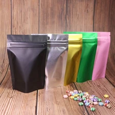 200pc New Stand Up Mylar QuickQlick™ Reclosable Bags Pouches Variety Colors Size
