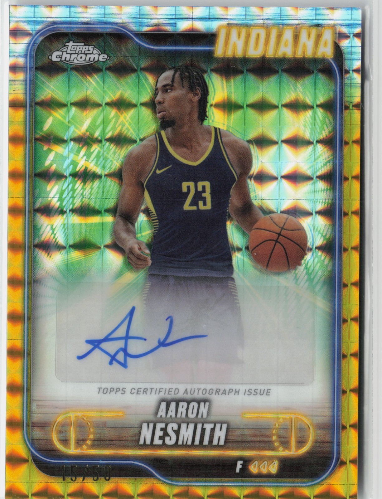2024-25 Topps Chrome Gold Geometric Refractor /50 Aaron Nesmith #TCA-ANE Auto