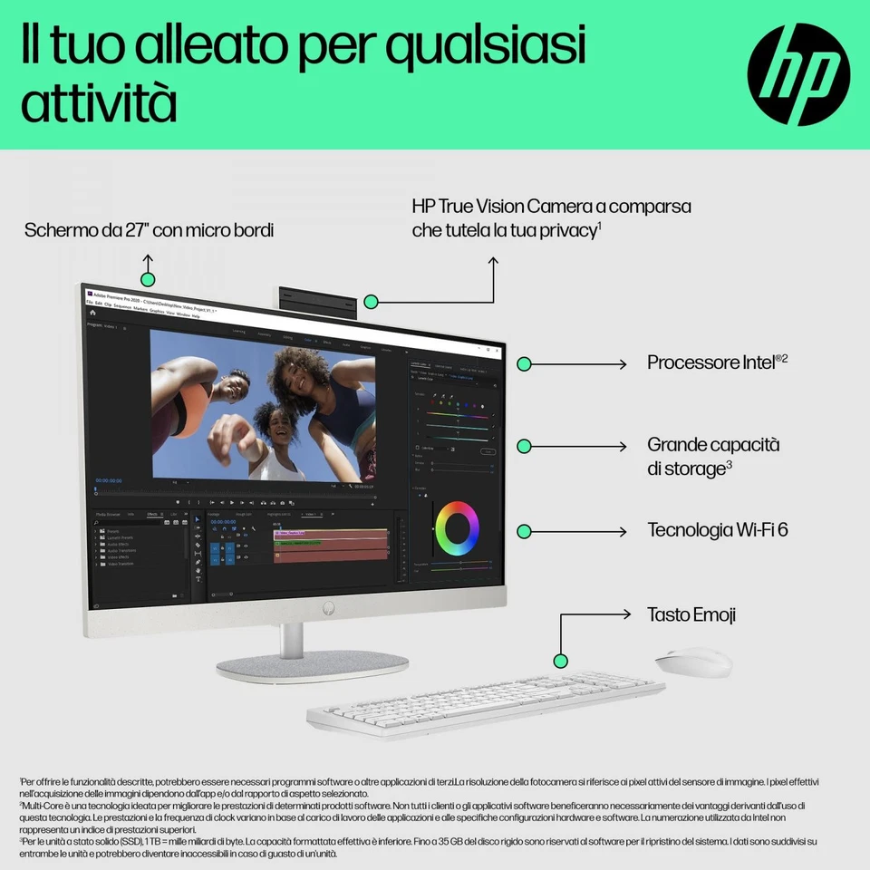 HP PC All in One 27" Full HD i5 16/512 GB Windows 11 Bianco - 27-CR0023NL - Immagine 4 di 4